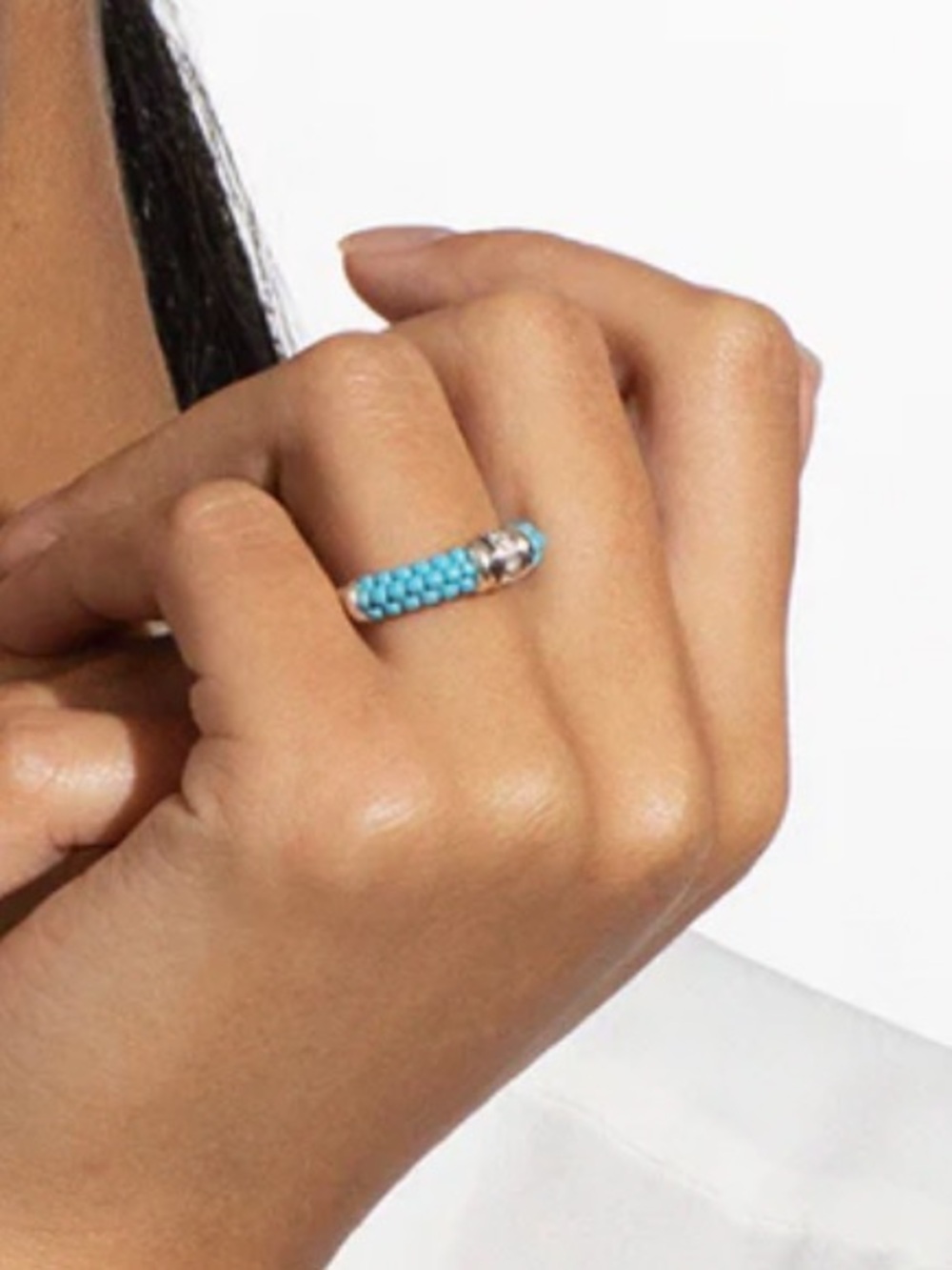 Blue Ceramic Diamond Stacking Ring from Lagos - Picture 8 of 11